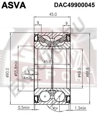 Купить запчасть ASVA - DAC49900045 