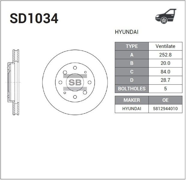 Купить запчасть SANGSIN BRAKE - SD1034 