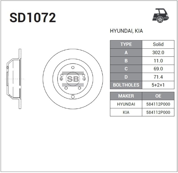 Купить запчасть SANGSIN BRAKE - SD1072 