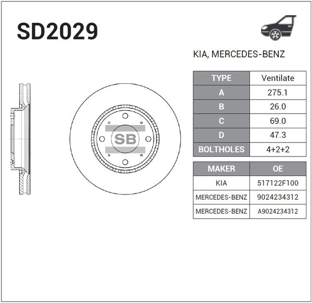 Купить запчасть SANGSIN BRAKE - SD2029 