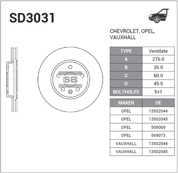 Купить запчасть SANGSIN BRAKE - SD3031 