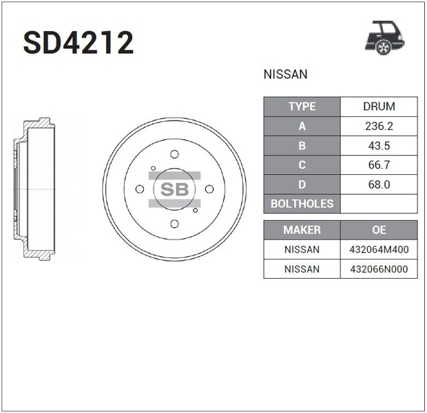 Купить запчасть SANGSIN BRAKE - SD4212 
