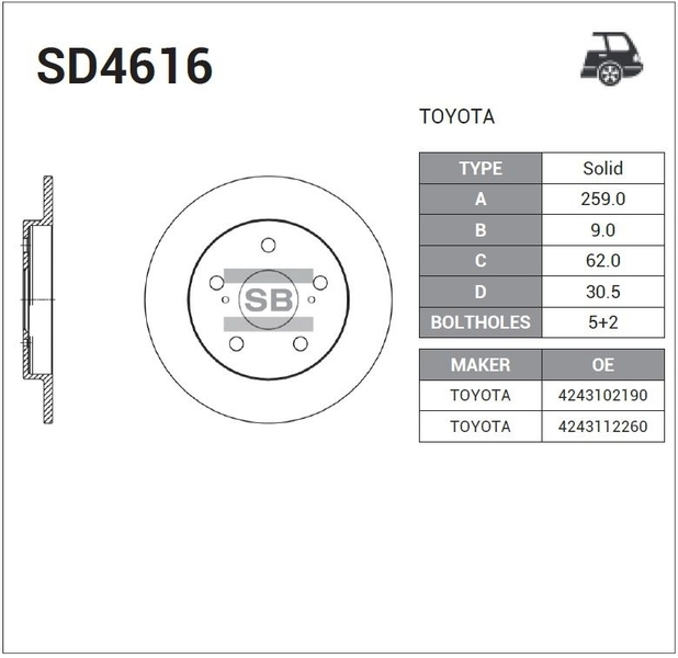 Купить запчасть SANGSIN BRAKE - SD4616 