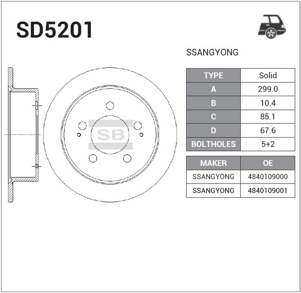 Купить запчасть SANGSIN BRAKE - SD5201 