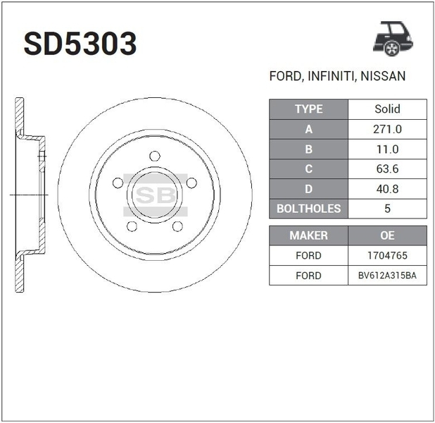 Купить запчасть SANGSIN BRAKE - SD5303 