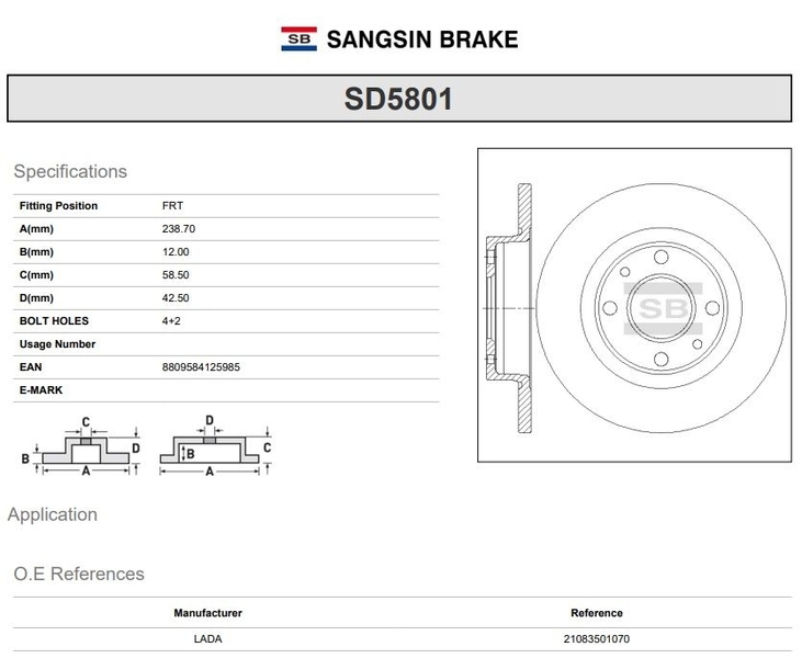 Купить запчасть SANGSIN - SD5801 