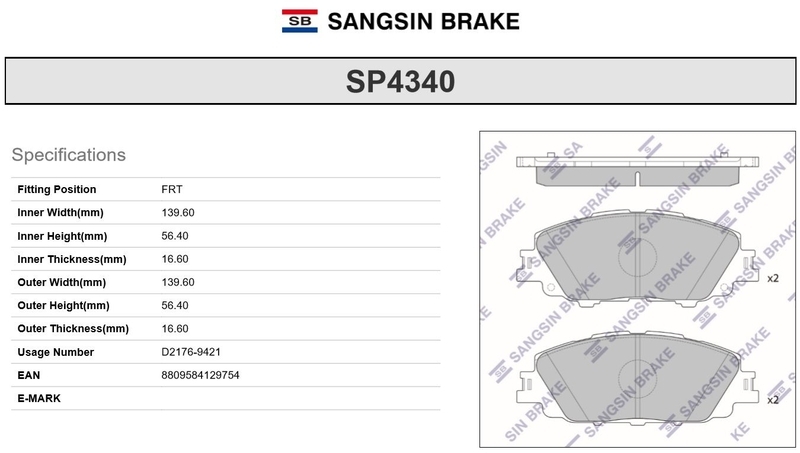 Купить запчасть SANGSIN - SP4340 