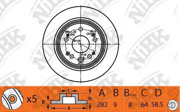 Купить NIBK RN1460 Тормозной диск задний Honda CR-V II RD4, RD5, RD6, RD7, RD8, RD9