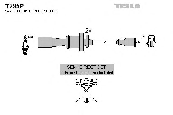 Купить TESLA T295P Комплект проводов зажигания T295P Mitsubishi Lancer 2.0 (CS9A), (CT9A) 16V EVO Colt 1.6i, Galant 2.0i, Carisma 1.8i 96>