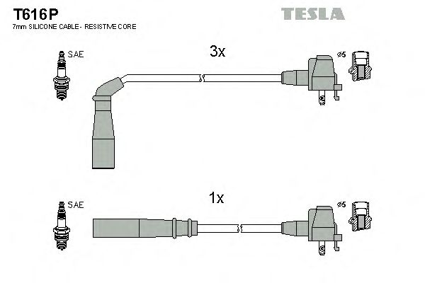 Купить TESLA T616P Провода высоковольтные Toyota Crolla 1.3 92-97, Starlet 96-