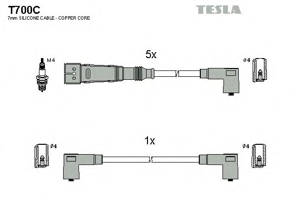 Купить TESLA T700C Провода зажигания Audi 100 1991-1994