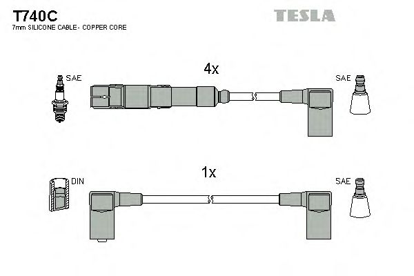 Купить TESLA T740C Провода зажигания MB W124 W201 1.8-2.3i 80-93 