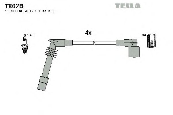 Купить TESLA T862B Провода зажигания Opel VECTRA OMEGA J96, 2.0, 94-02 Opel VECTRA OMEGA J96, 2.0, 94-02