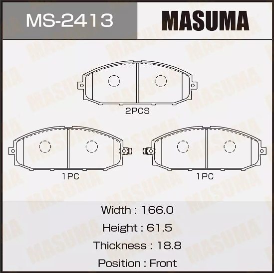 Купить запчасть MASUMA - MS2413 Передние тормозные колодки Nissan Patrol Y61