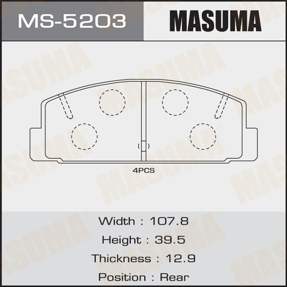 Купить запчасть MASUMA - MS5203 Колодки тормозные задние MAZDA 6
