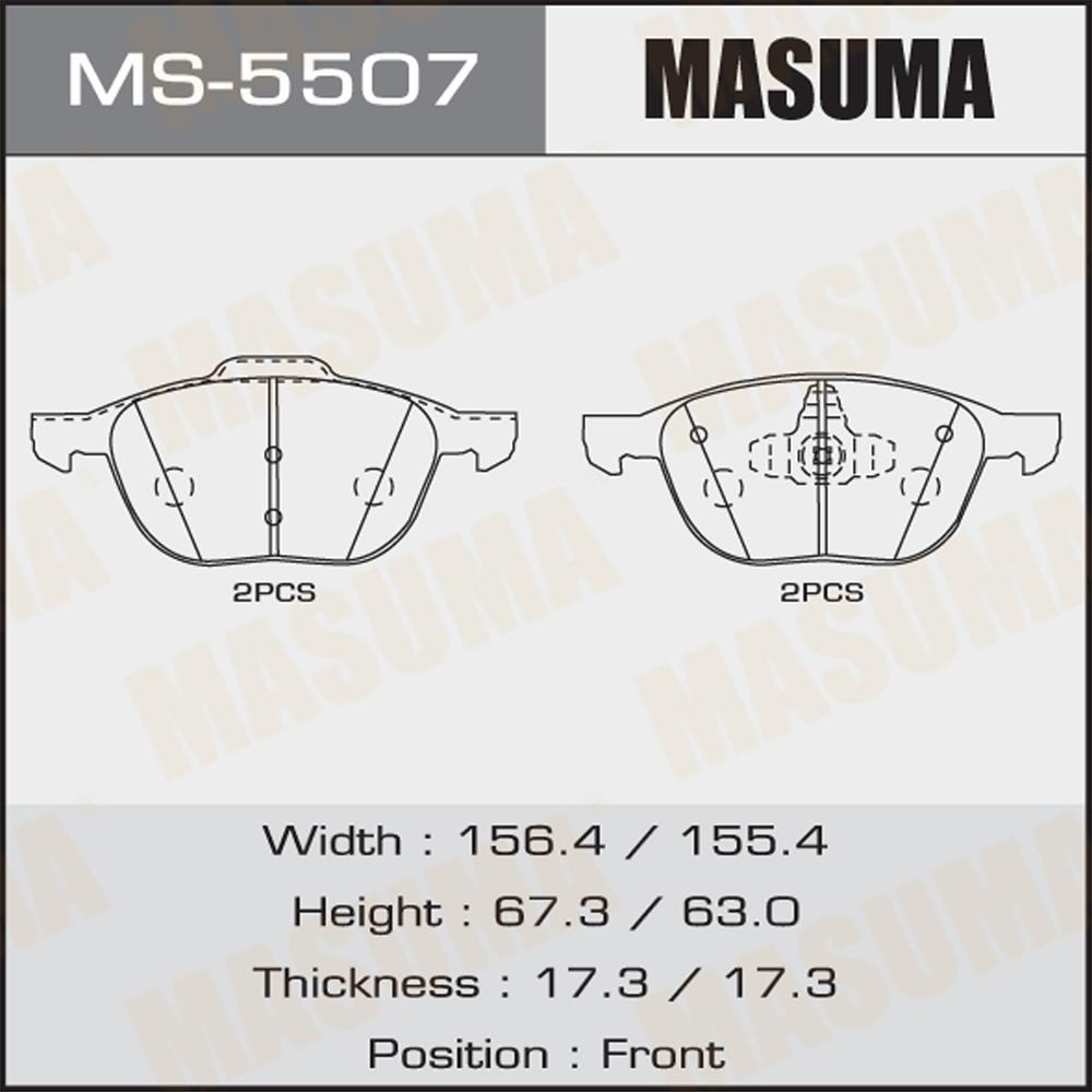 Купить запчасть MASUMA - MS5507 Колодки тормозные передние Mazda 3 Mazda 5, Volvo C30, Volvo S40