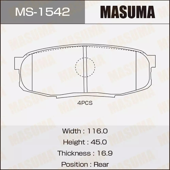 Купить запчасть MASUMA - MS1542 
