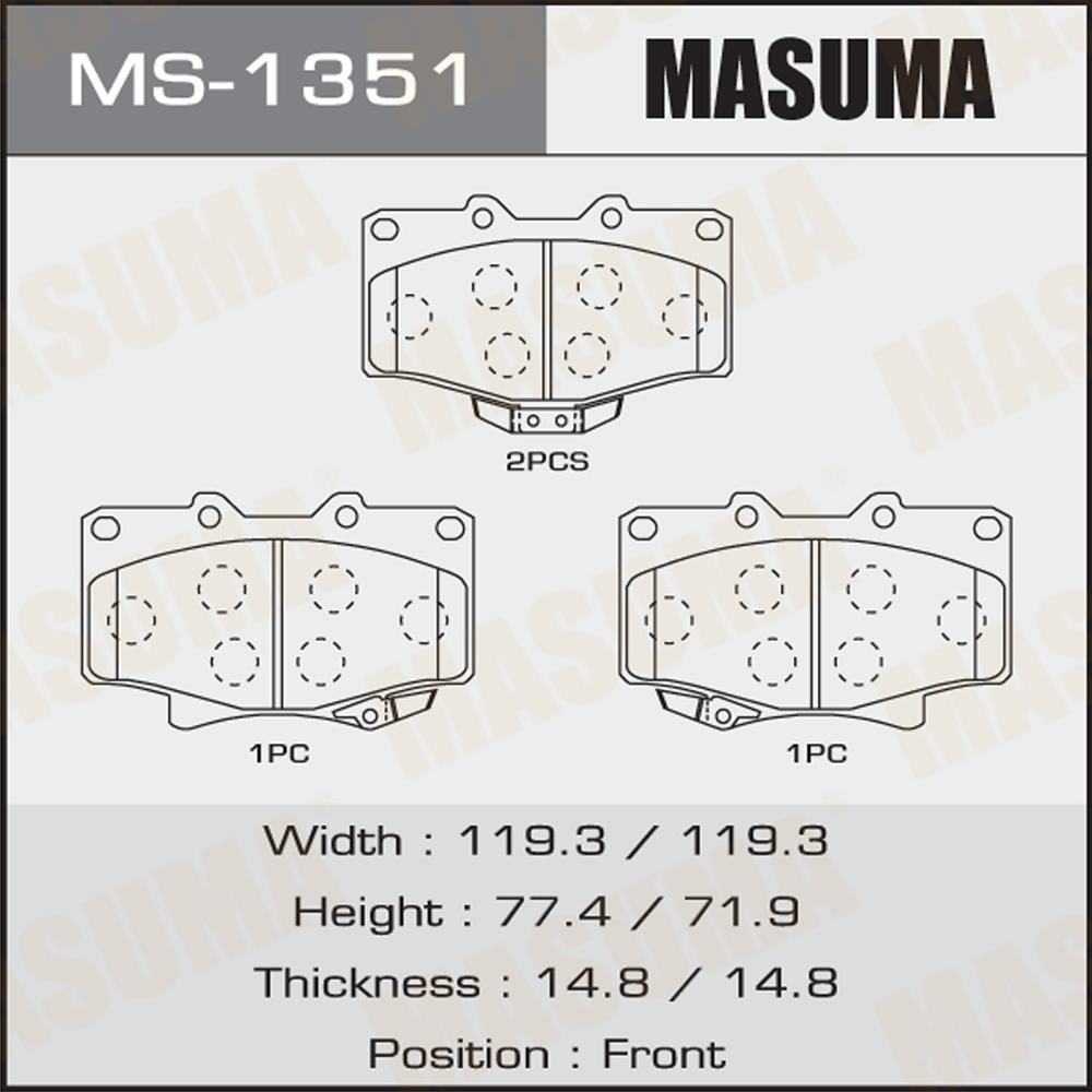 Купить запчасть MASUMA - MS1351 Колодки тормозные передние Toyota Surf 130