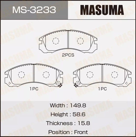 Купить запчасть MASUMA - MS3233 Тормозные колодки передние Mitsubishi Pajero 2, Montero Sport, Delica Булка