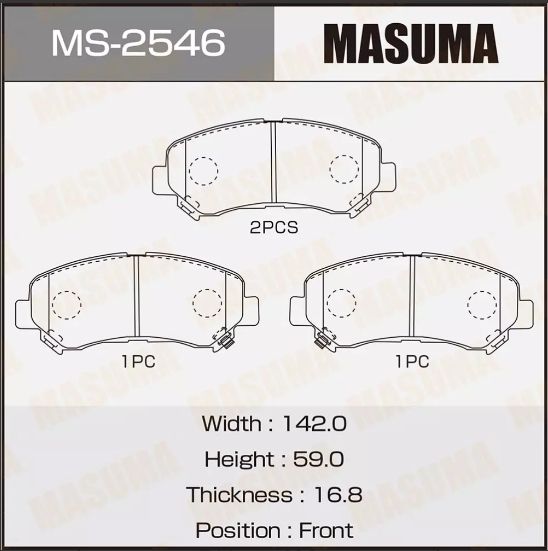 Купить запчасть MASUMA - MS2546 Колодки передние Nissan X-Trail T31, Qashqai J10