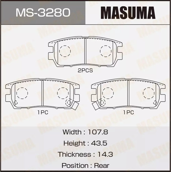 Купить запчасть MASUMA - MS3280 Задние тормозные колодки Mitsubishi Pajero 2 Delica L400