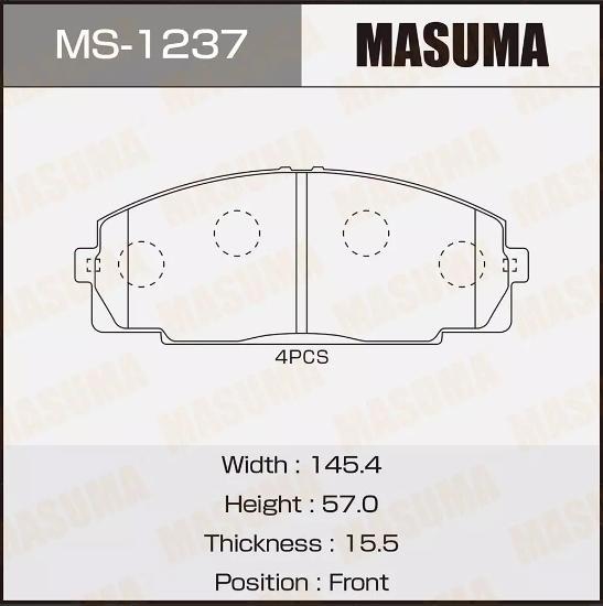 Купить запчасть MASUMA - MS1237 Тормозные колодки передние Toyota Granvia Grand Hiace Regius