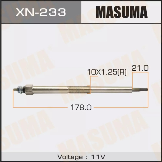 Купить запчасть MASUMA - XN233 Свеча накала Nissan 2.5L Дизель YD25DDTI, 2.2L Дизель YD22DDTI