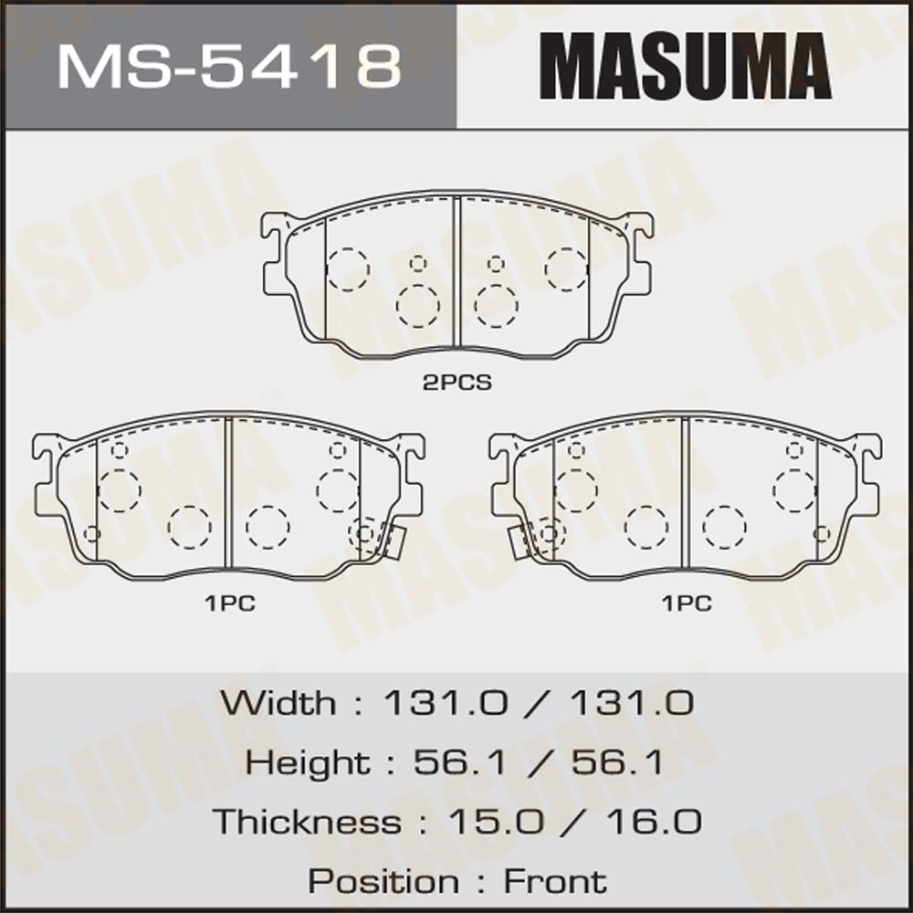Купить запчасть MASUMA - MS5418 Колодки тормозные передние Mazda 626 1997-