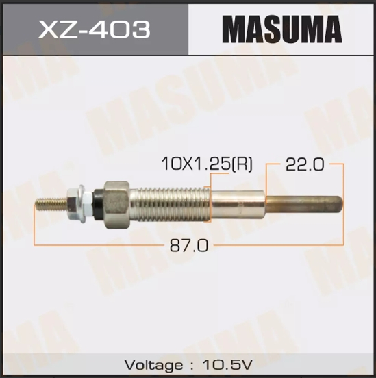 Купить запчасть MASUMA - XZ403 Свеча накала Mazda BONGO 2.0L Дизель RF 2.2L Дизель R2