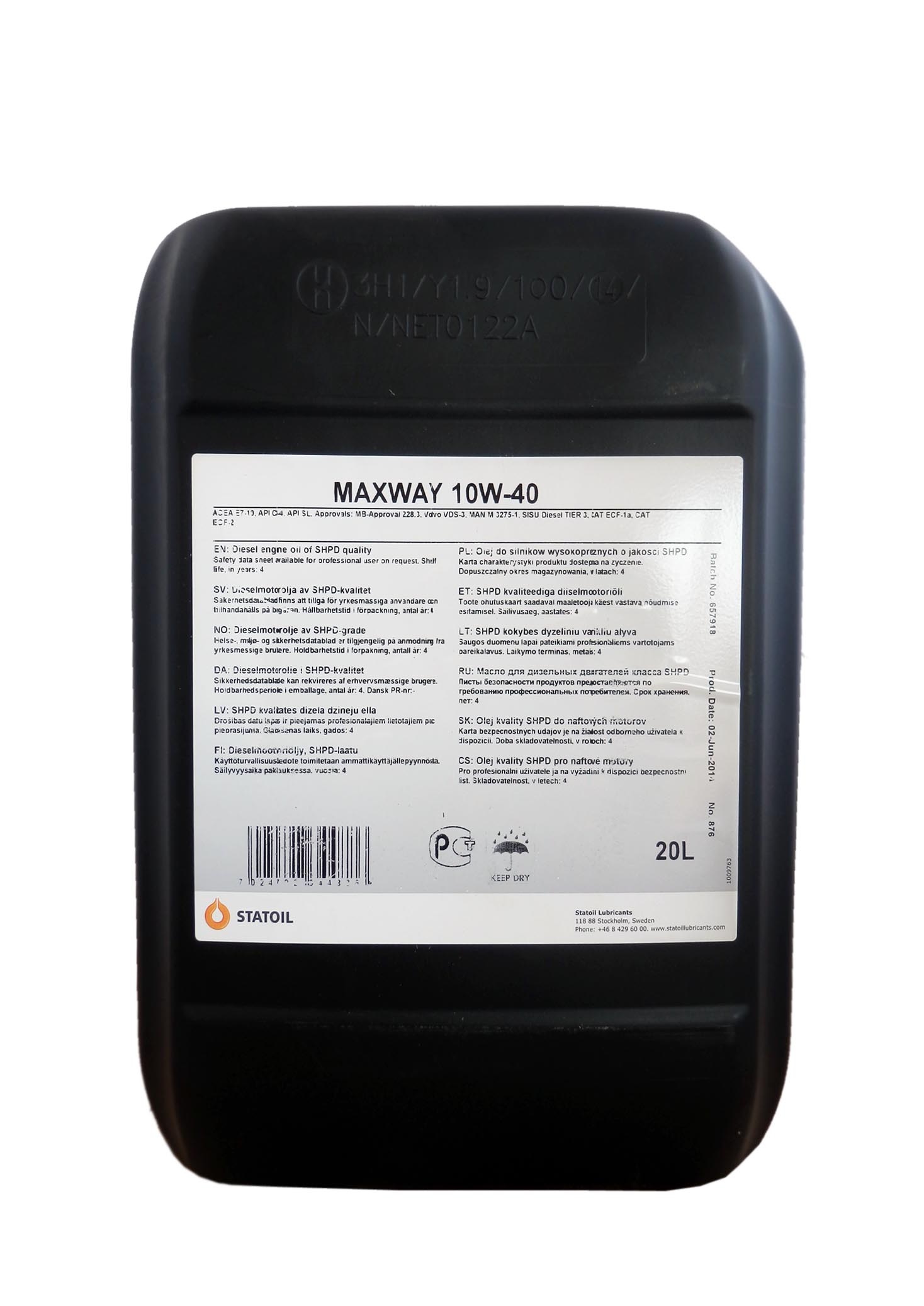 Купить Statoil 1001008 MaxWay SAE 10W-40 (20л)