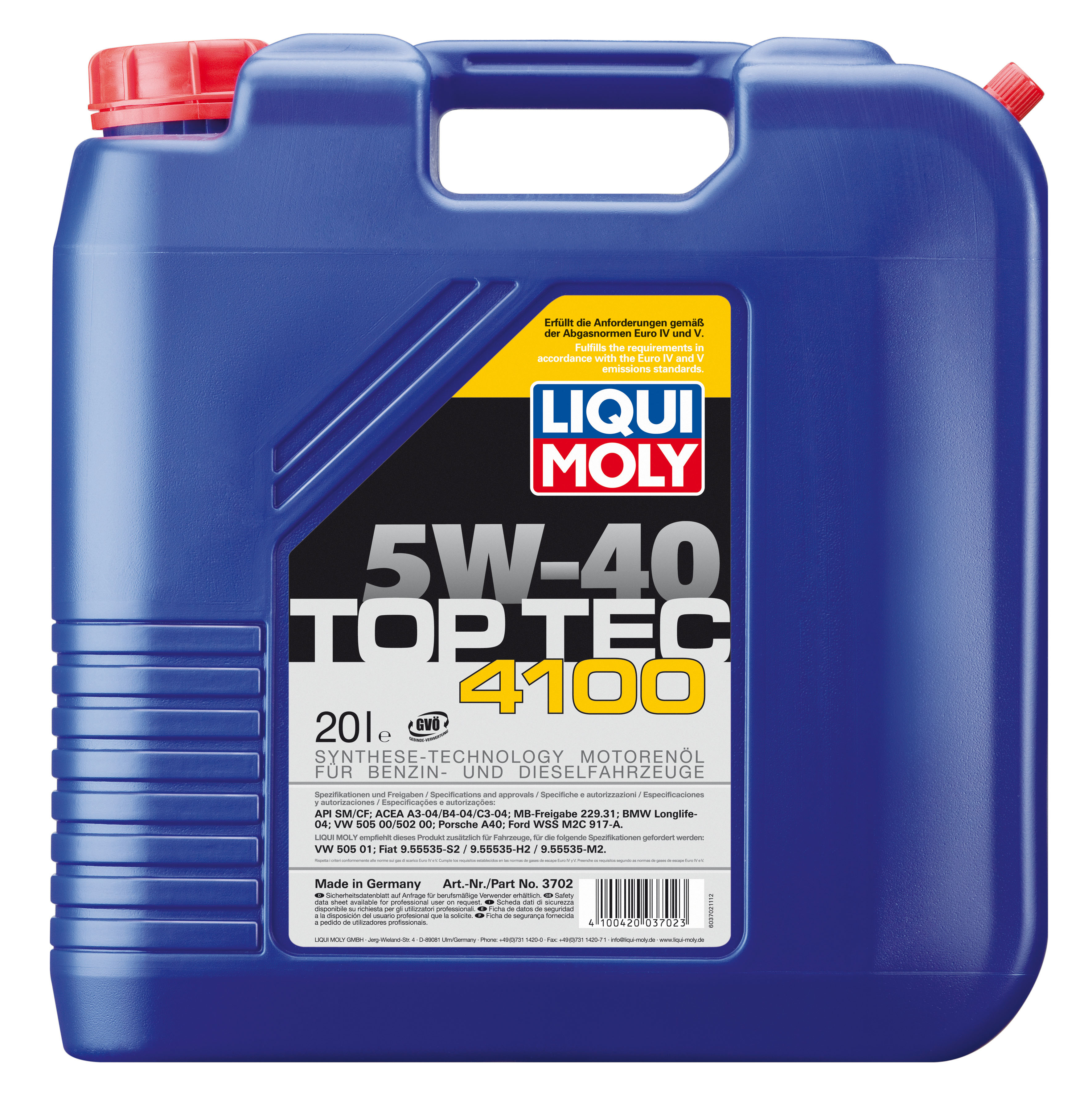 Купить Liqui moly 3702 Top Tec 4100 SAE 5W-40